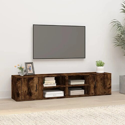 vidaXL Meubles TV 2 pcs Chêne fumé 80x31,5x36 cm Bois d'ingénierie