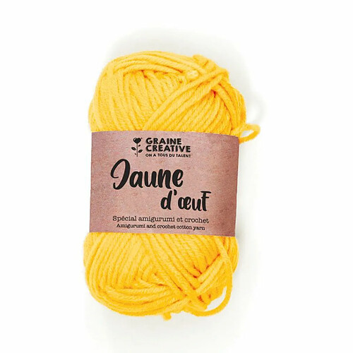 Graines Creatives Fil de coton spécial crochet et amigurumi 55 m - jaune