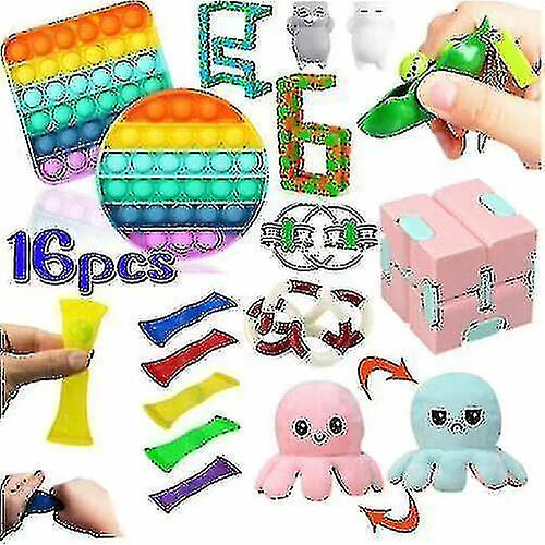 Universal 16x fidget sensoriel ensemble autism sen adhs pop il fidget stress relief jouets