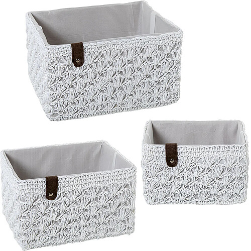 Lot de paniers Alexandra House Living 03815 Blanc osier Rotin Fibre naturelle (3 Unités)