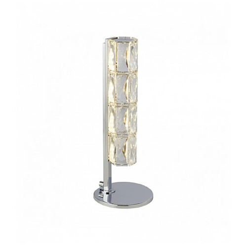 Searchlight Lampe de table led remy, barre de tube hexagonale, chrome, garniture en cristal transparent