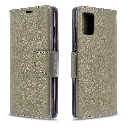 Wewoo Housse Coque Pour Galaxy A51 Litchi Texture Pure Color Horizontal Flip PU en cuir avec support et fentes cartes et portefeuille et lanière gris