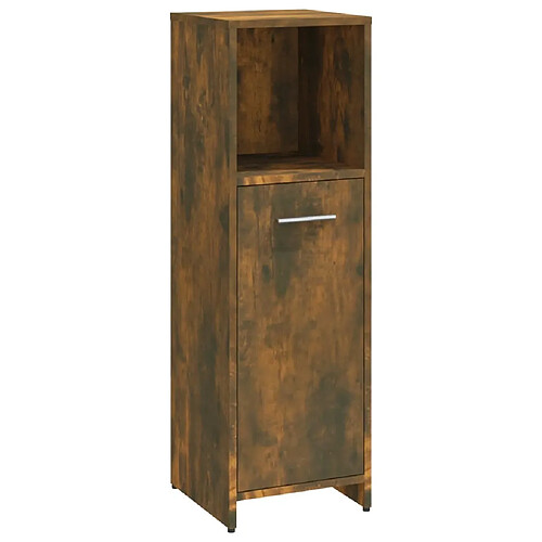 Maison Chic Armoire de bain,Meuble de rangement de salle de bain,Meuble haut Chêne fumé 30x30x95 cm Bois d'ingénierie -GKD314889