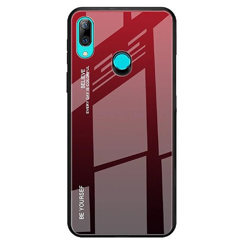 Wewoo Coque Pour Huawei P Smart Z Gradient Color Glass Case Rouge