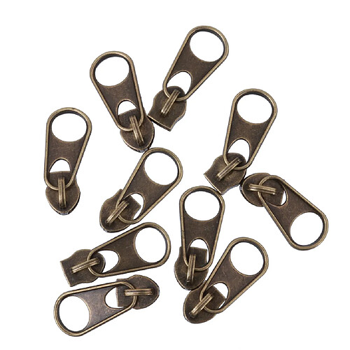 10pcs Bronze Zip Extracteur / Tirette Sliders Kit Tête Glissière De Réparation