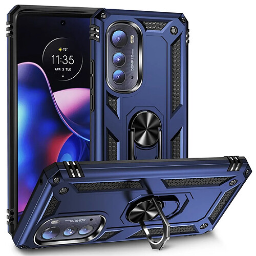 Coque en TPU anti-chute avec béquille pour votre Motorola Edge (2022) 5G - bleu