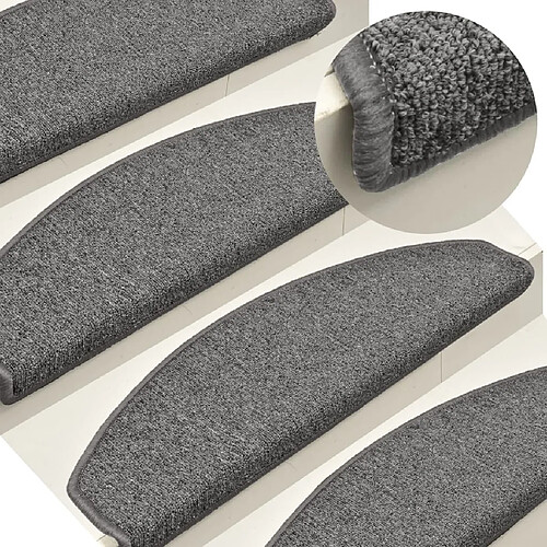 vidaXL Tapis de marches d'escalier 15 pcs Gris foncé 65x24x4cm