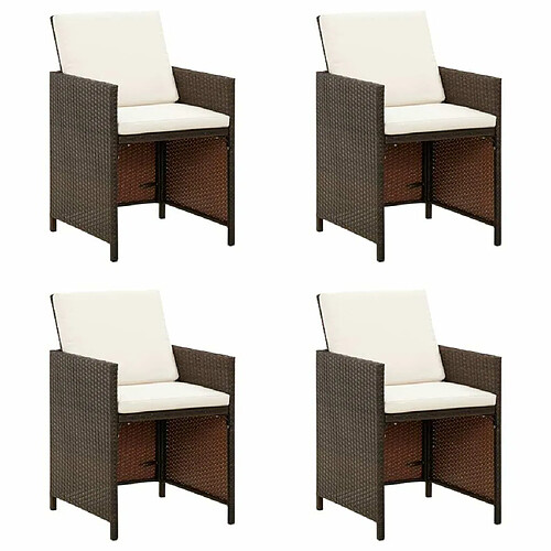 Maison Chic Lot de 4 Chaises à manger de jardin avec coussins | chaises Relax d'extérieur marron rotin -GKD72982