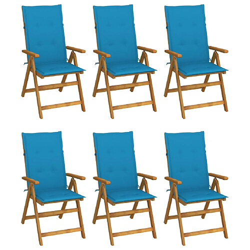 vidaXL Chaises pliables de jardin lot de 6 avec coussins Bois d'acacia