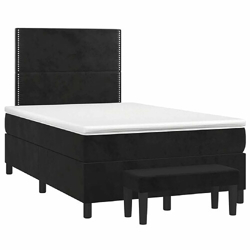 Maison Chic Lit adulte- Lit + matelas,Sommier à lattes de lit avec matelas noir 120x190 cm velours -GKD88989