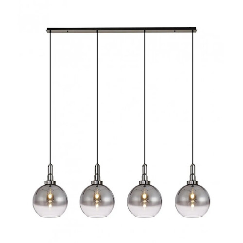 Luminaire Center Suspension 4 ampoules Chrome noir,fumé