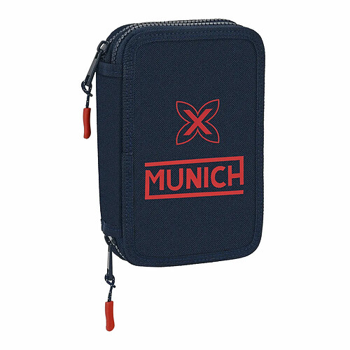 Plumier double Munich Flash 12.5 x 19.5 x 4 cm Blue marine (28 pcs)