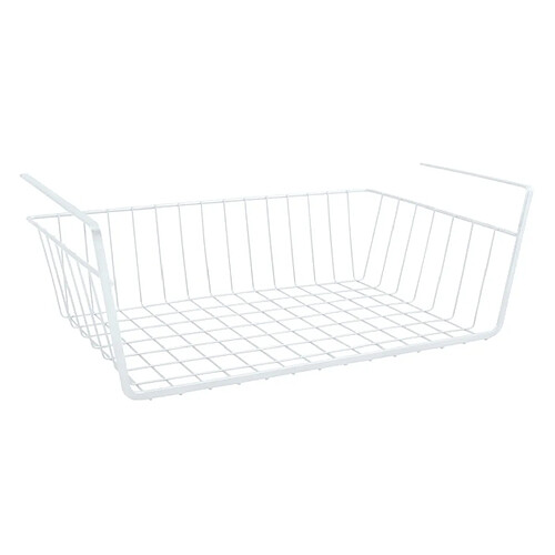 MSV Panier de rangement suspendu à étagère 38,5x25,5x14cm en Acier Blanc Mat