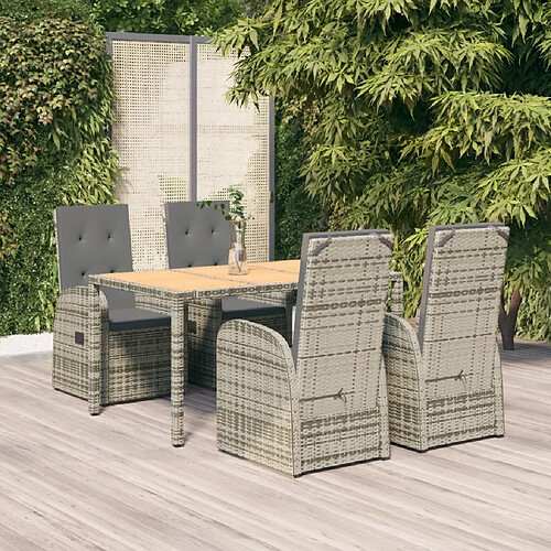 Salle à manger de jardin 5 pcs,Table et chaise à dîner avec coussins Gris -MN70345