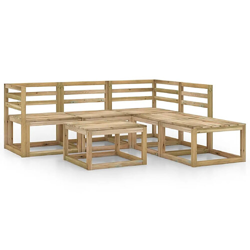 Maison Chic Salon de jardin 6 pcs - Table et chaises d'extérieur - Mobilier/Meubles de jardin Moderne bois de pin imprégné de vert -MN57296