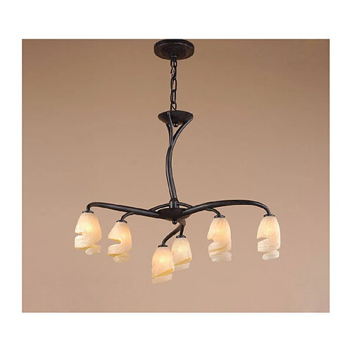 Luminaire Center Suspension Forest 3 Arm 6 Ampoules G9, marron/noir oxydé