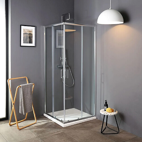 Kiamami Valentina PORTE DE DOUCHE ÉCONOMIQUE 80X80 AVEC VERRE DE 4 MM | LUNA