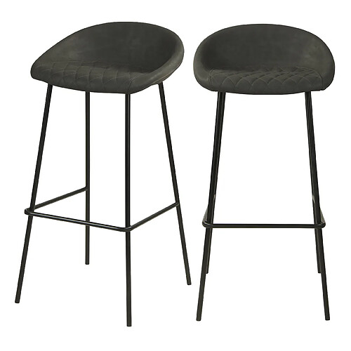 Rendez Vous Deco Chaise de bar Camini gris foncé 75 cm (lot de 2)