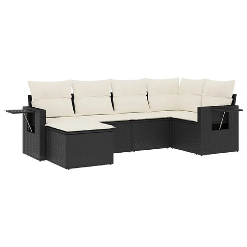 Maison Chic Salon de jardin 6 pcs avec coussins | Ensemble de Table et chaises | Mobilier d'Extérieur noir résine tressée -GKD92032