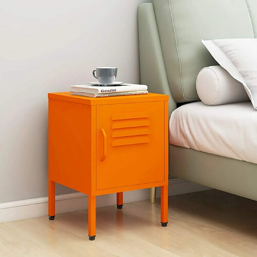 Maison Chic Table de chevet, Table de Nuit, Table Basse Orange 35x35x51 cm Acier