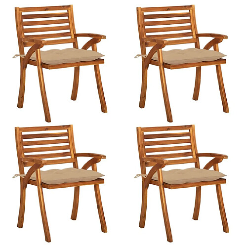 Maison Chic Lot de 4 Chaises de jardin avec coussins | chaises d'extérieur | Fauteuil Relax Bois de teck solide -GKD23927