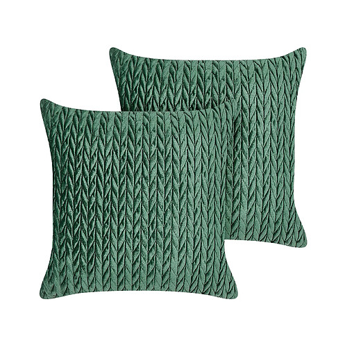 Beliani Lot de 2 coussins ECLIPTA 45 x 45 cm Unicolore Vert