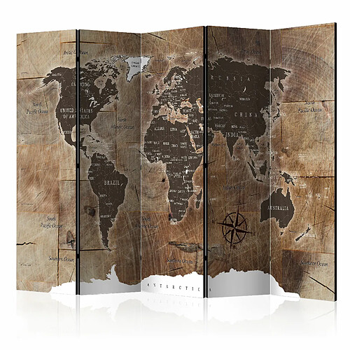 Artgeist Paravent - Room divider – Map on the wood [225x172]