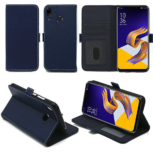 Housse Asus ZenFone 5 ZE620KL 6,2 pouces protection Portefeuille luxe bleue Style Cuir avec stand - Etui coque pour ZenFone 5 avec porte cartes - Accessoires pochette case XEPTIO