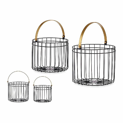 Gift Decor Panier Noir Doré Cylindrique Métal (2 pcs)