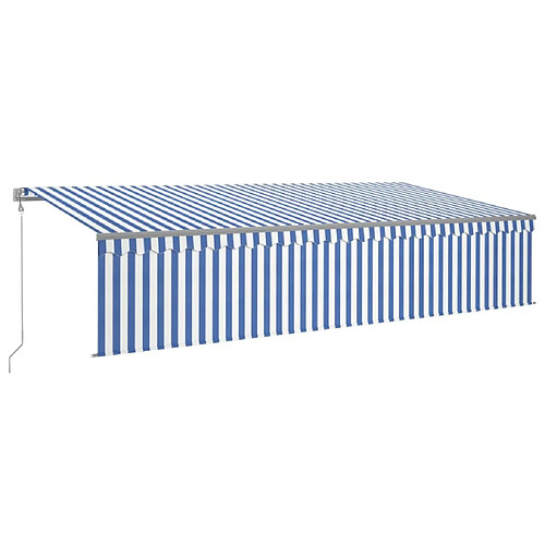 Maison Chic Auvent automatique | Store banne extérieur | Marquise rétractable avec store 6x3 m Bleu et blanc -MN49105