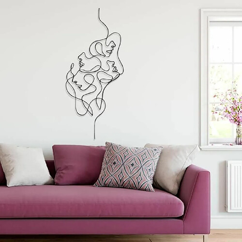 DEKORY 4 Silhouettes féminine Line Art Mural Visage de femmes En Métal 33 x 75 cm