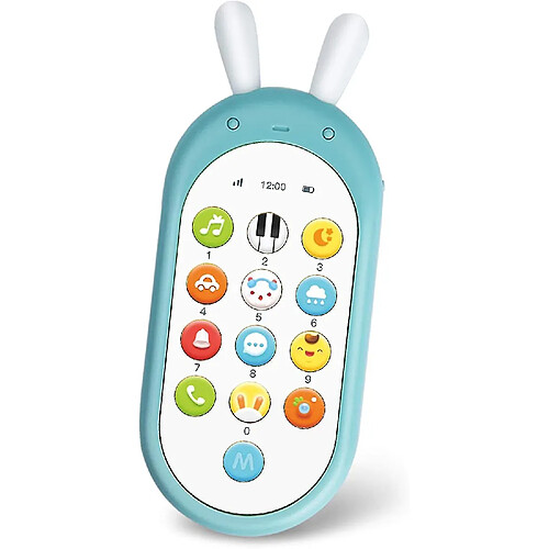 Jouet Téléphone pour Bébé Apprendre Téléphone Intelligent avec Lumières, Musique et Volume Réglable Jouet Educatif Bleu