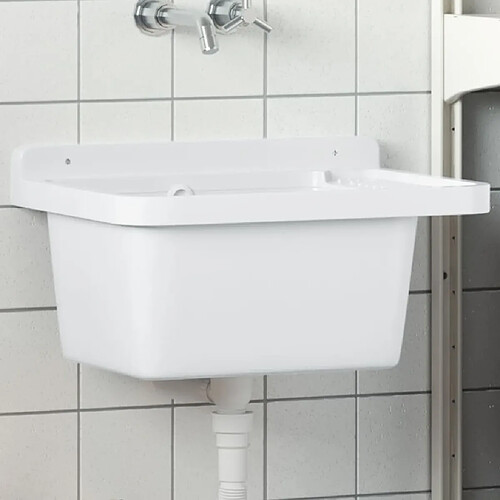 vidaXL Lavabo pour montage murale blanc 50x35x24 cm résine