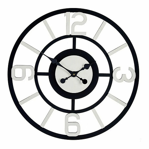 Gift Decor Horloge Murale Blanc Noir Métal MDF (60 x 3,5 x 60 cm)