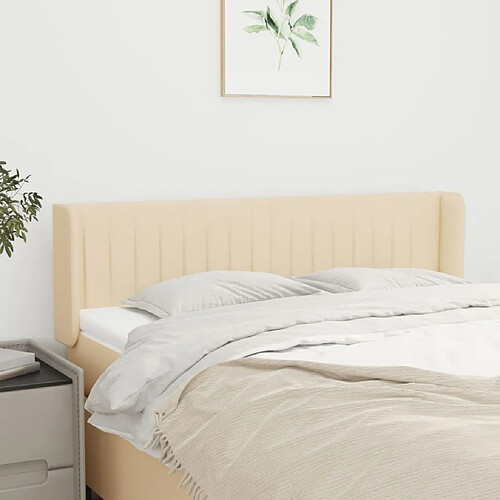 Maison Chic Tête de lit scandinave avec oreilles,meuble de chambre Crème 147x16x78/88 cm Tissu -MN44160