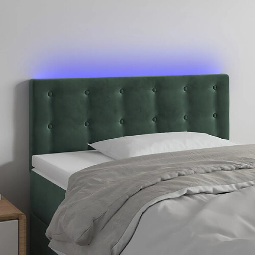 vidaXL Tête de lit à LED Vert foncé 80x5x78/88 cm Velours