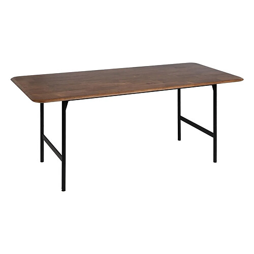 BigBuy Home Table de Salle à Manger LAGOM Noir Naturel Fer Bois d'hévéa 180 x 80 x 76 cm