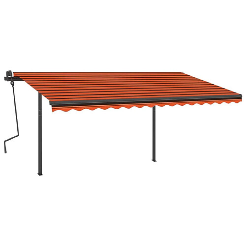 Maison Chic Auvent automatique de porte rétractable,Store banne,Marquise Brise-soleil poteaux 4x3,5 m Orange marron -GKD62935