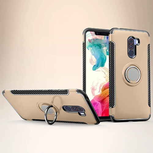 Wewoo Boitier magnétique de voiture anti-chute avec bague de rotation d'armure pivotante à 360 degrés pour Xiaomi Pocophone F1 (Or)