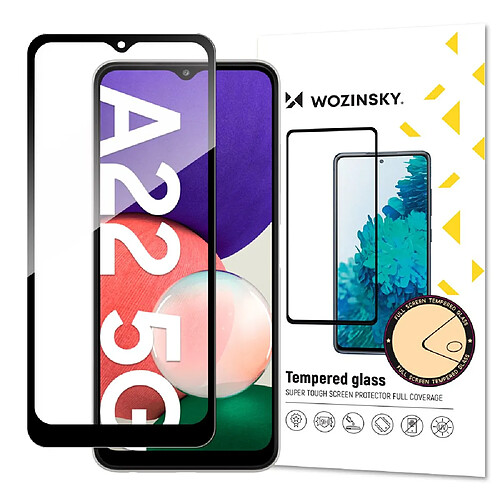 Ozzzo wozinsky super tough full glue verre trempe plein ecran avec frame coque friendly samsung galaxy a22 5g noir