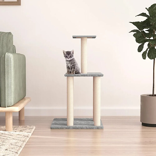 Arbre à chat avec griffoirs,niche pour chat en sisal gris clair 85,5 cm -MN68848