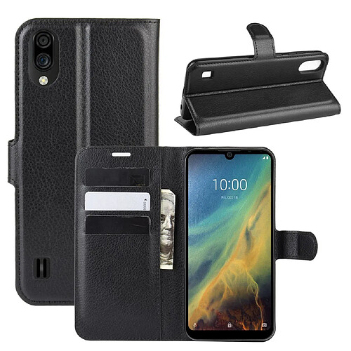 Etui en PU avec support noir pour votre ZTE Blade A5 2020