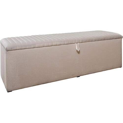 Vivenla Banc bout de lit coffre avec rangement coloris beige design en velours L. 150 x P. 41 x H. 45 cm collection DELHI