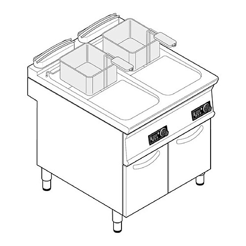 Friteuse sur Coffre Electrique - 2 x 21 Litres - Commandes Electroniques - Tecnoinox