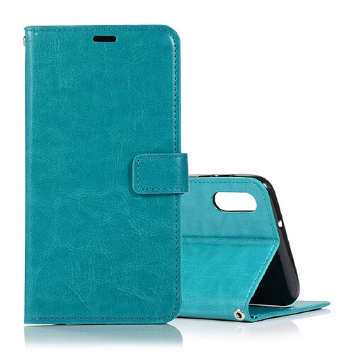 Wewoo Housse Coque Étui en cuir à rabat horizontal pour texture Crazy Horse avec porte-cartes et fentes cartes et portefeuille et cadre photo Galaxy A10 bleu