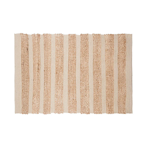 Atmosphera, Createur D'Interieur Tapis en jute naturel rayures Box - L. 90 x l. 60 cm - Blanc