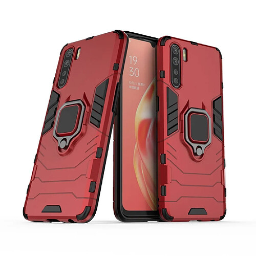 Coque en TPU hybride cool guard avec support de bague rouge pour votre OPPO A91/F15