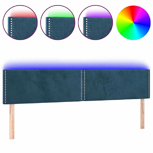 Maison Chic Tête de lit moderne à LED lumineuse pour chambre - Décoration de lit Bleu foncé 160x5x78/88 cm Velours -MN15079