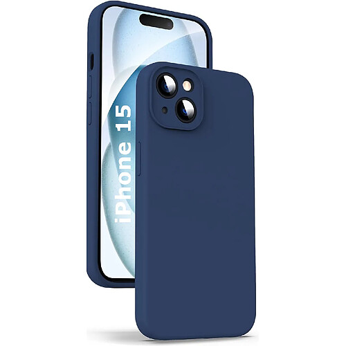 Coque Silicone Bleu Nuit Pour iPhone 15 Little Boutik®