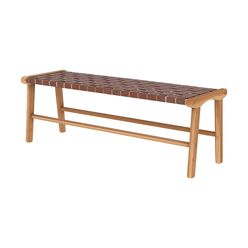 Rendez Vous Deco Banc Kuna 120 cm en cuir tressé marron